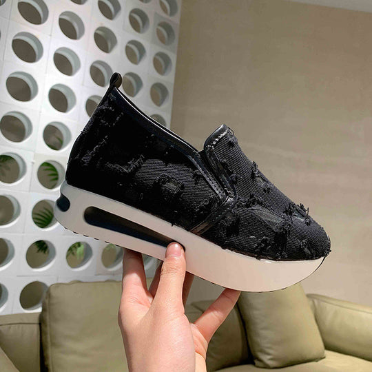 Damen Slip-On Sneakers mit atmungsaktiver Mesh-Oberfläche und elastischem Innenfutter EB