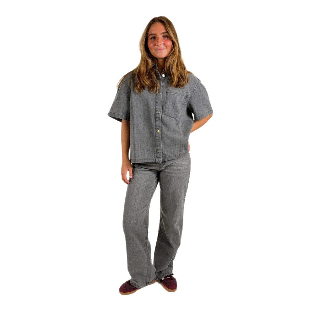Damen Denim-Hemdjacke im lässigen Oversized-Schnitt EB
