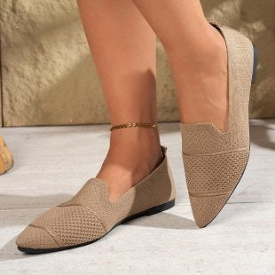 Damen Elegante und atmungsaktive Ballerinas mit perforierter Obermaterial EB