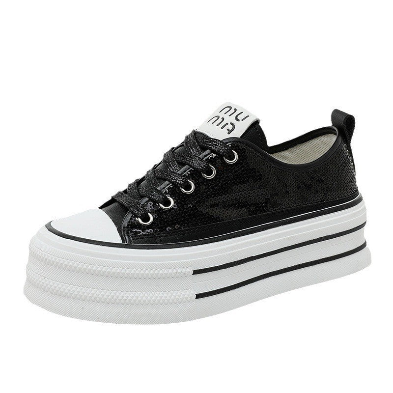 Damen Glitzernde Plateau Sneakers mit komfortablem Design EB