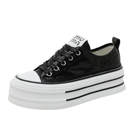 Damen Glitzernde Plateau Sneakers mit komfortablem Design EB