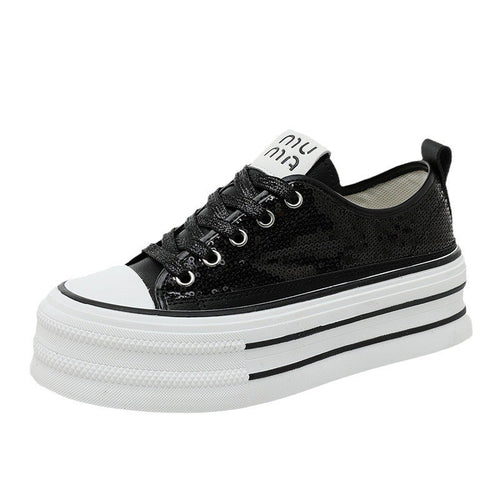Damen Glitzernde Plateau Sneakers mit komfortablem Design EB