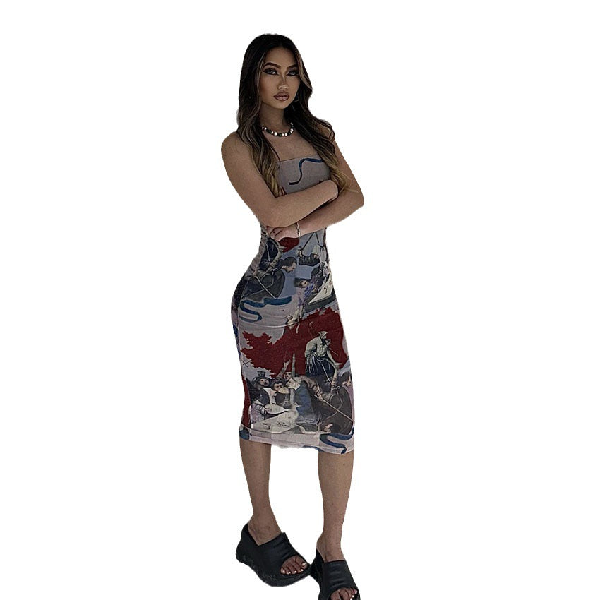 Damen figurbetontes Kleid mit kreativem Kunstdesign EB