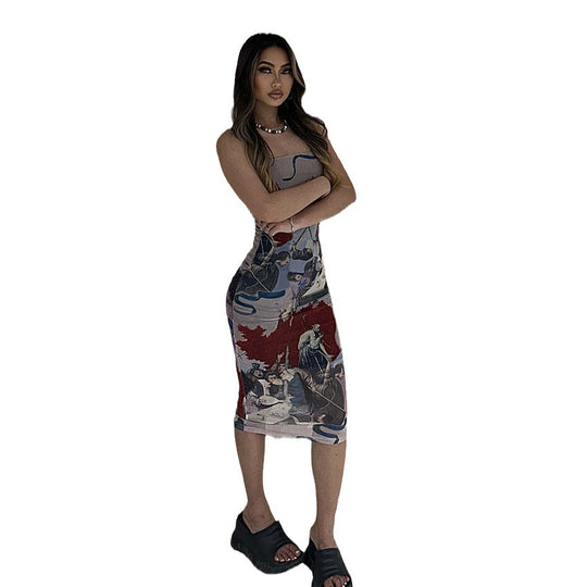 Damen figurbetontes Kleid mit kreativem Kunstdesign EB