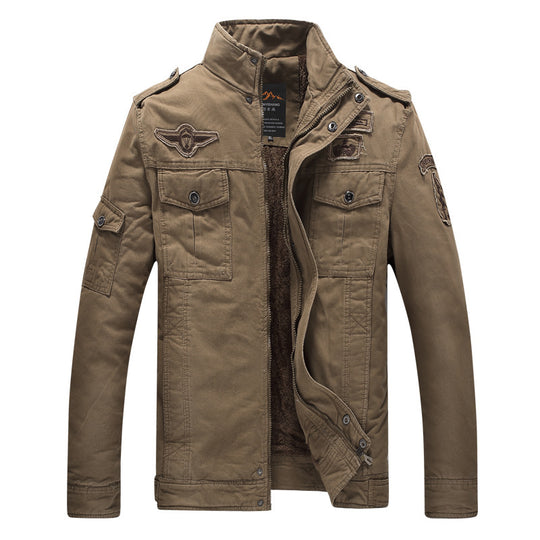 Herren Canvas-Fieldjacke mit Sherpa-Innenfutter, Utility-Taschen und Stehkragen EB