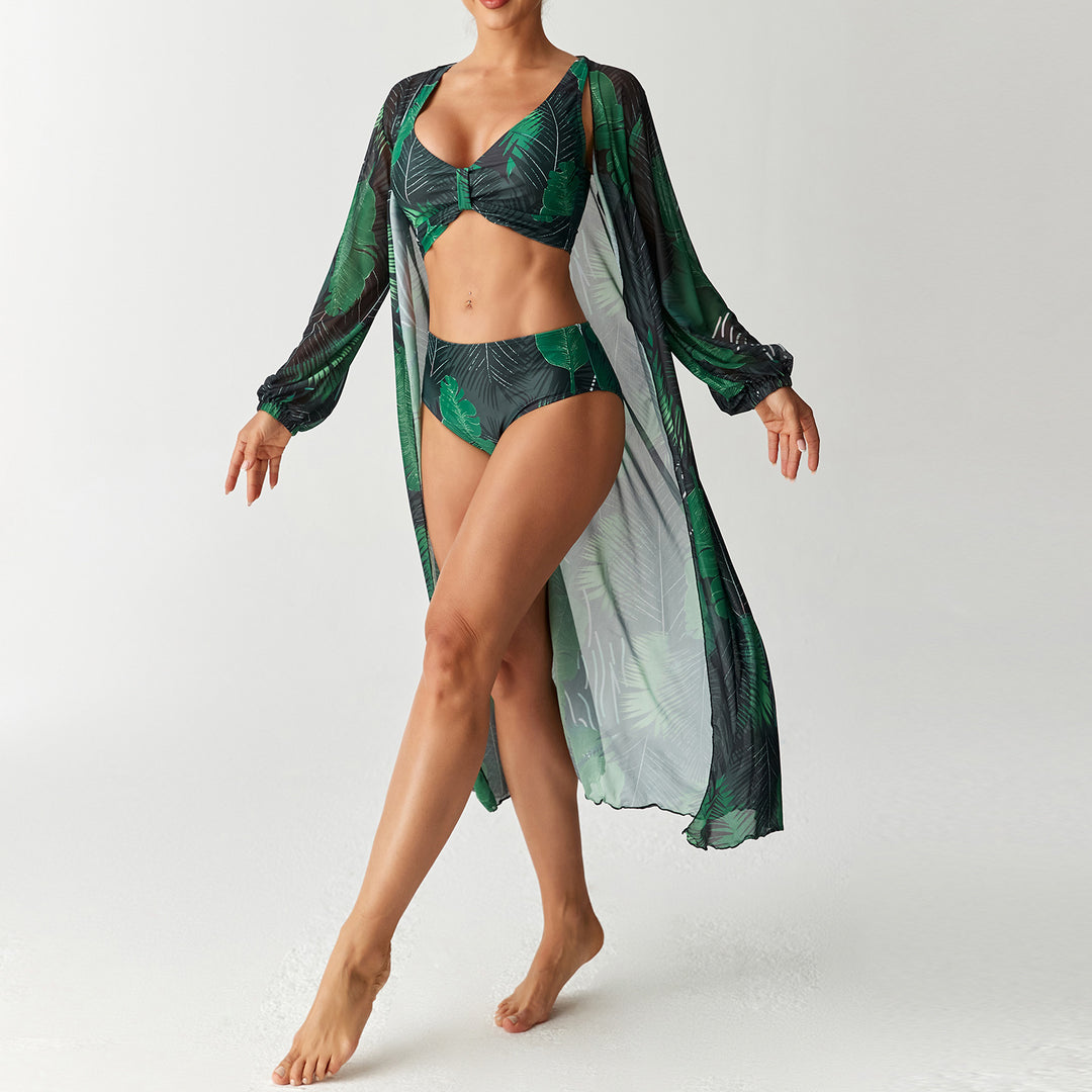 Damen Transparentes Strandkleid mit floralem Muster EB