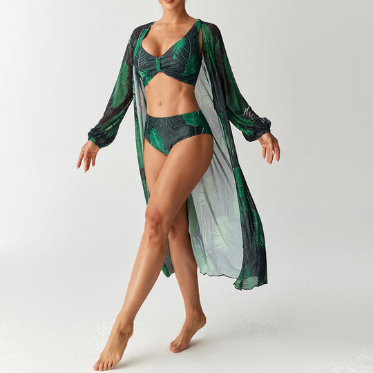 Damen Transparentes Strandkleid mit floralem Muster EB