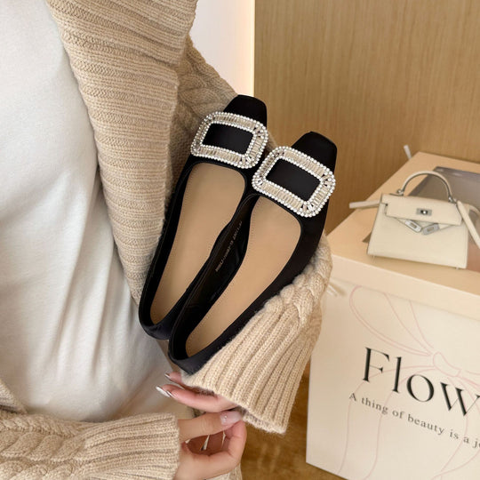 Damen Ballerinas mit funkelnder Schnalle EB