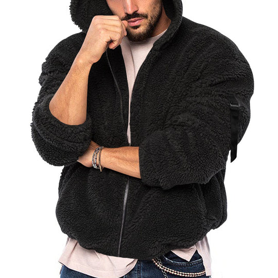 Herren Fleecejacke mit Kapuze und praktischem Reißverschluss EB