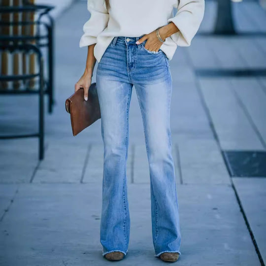 Damen Flared Jeans mit hohem Bund und elegantem Schnitt EB