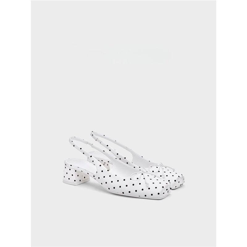 Damen Slingback-Pumps mit verspieltem Punktedesign und niedrigem Absatz EB