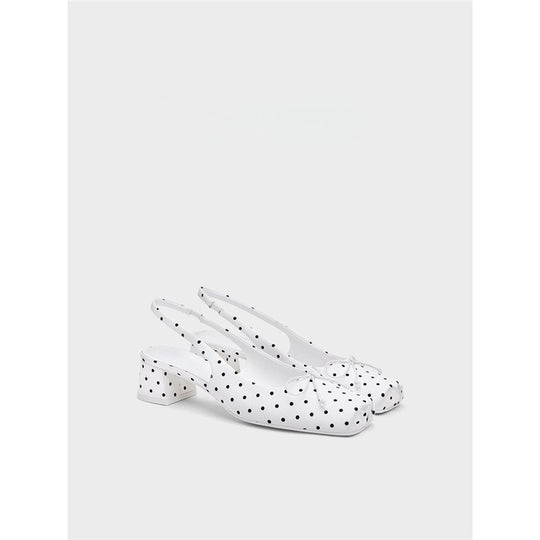 Damen Slingback-Pumps mit verspieltem Punktedesign und niedrigem Absatz EB