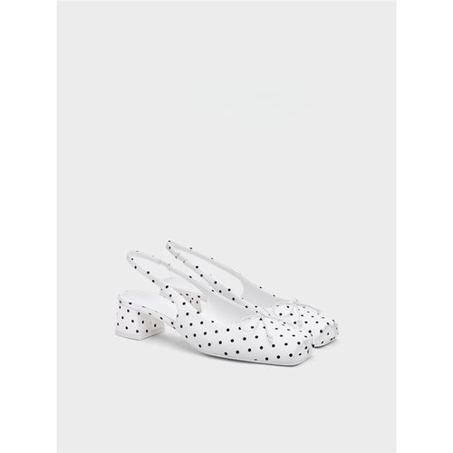 Damen Slingback-Pumps mit verspieltem Punktedesign und niedrigem Absatz EB