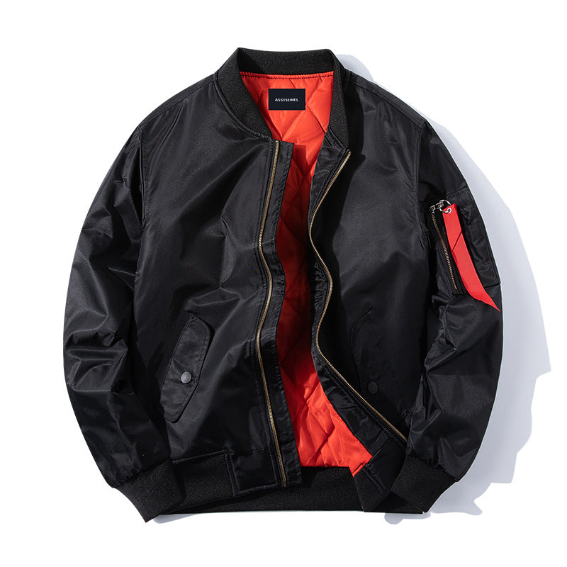 Men's  water-resistant ripstop flight bomber jacket with quilted lining and sleeve zipper utility pocket EB