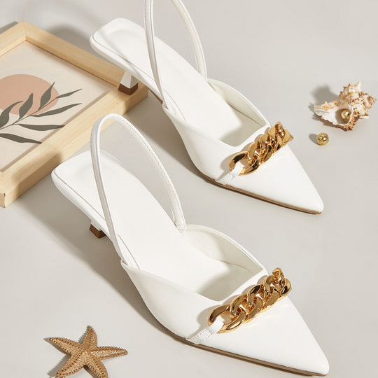 Damen Slingback-Heels mit eleganter Kettenapplikation EB