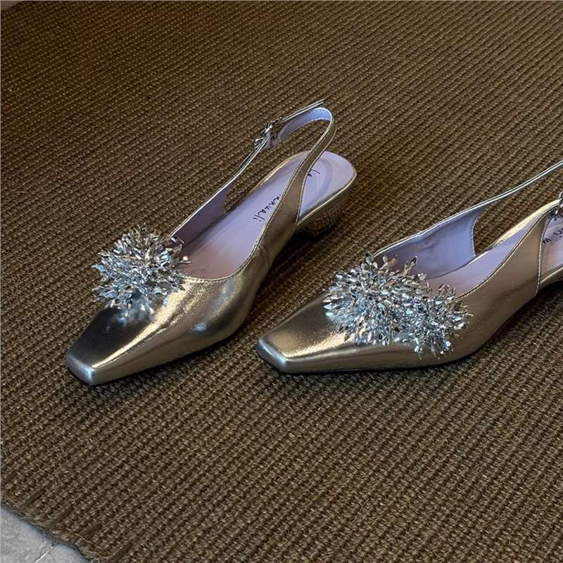 Damen Slingback Pumps mit funkelnden Kristallen EB