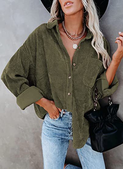 Damen Übergroße Kordbluse EB