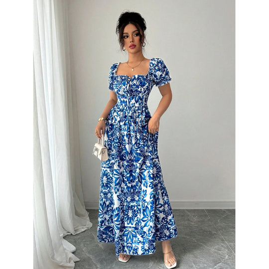 Damen Maxikleid mit quadratischem Ausschnitt und offenen Trägern EB