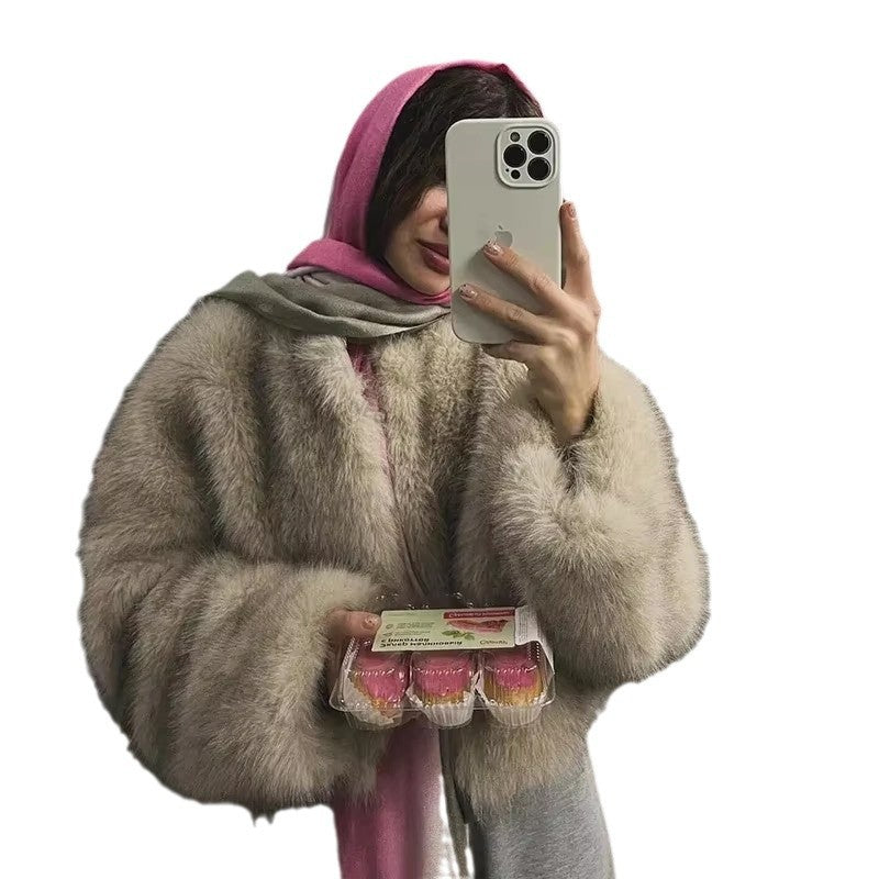 Damen Kuschelige Kunstpelzjacke mit offenem Schnitt EB