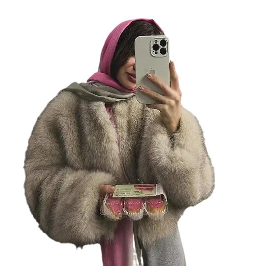 Damen Kuschelige Kunstpelzjacke mit offenem Schnitt EB
