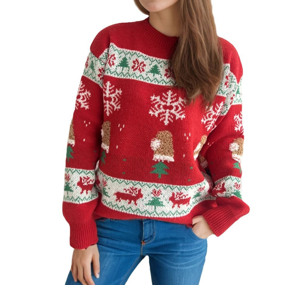 Damen Weihnachts-Pullover mit festlichen Motiven und weichem Strick EB