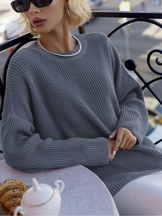 Damen Oversized Strickpullover mit weitem Schnitt und Struktur EB
