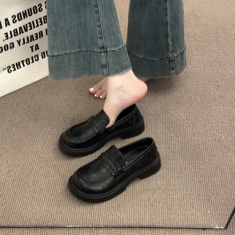 Damen modische Mokassins mit innovativem Plateau-Heel und dezenter Schnallenverzierung EB
