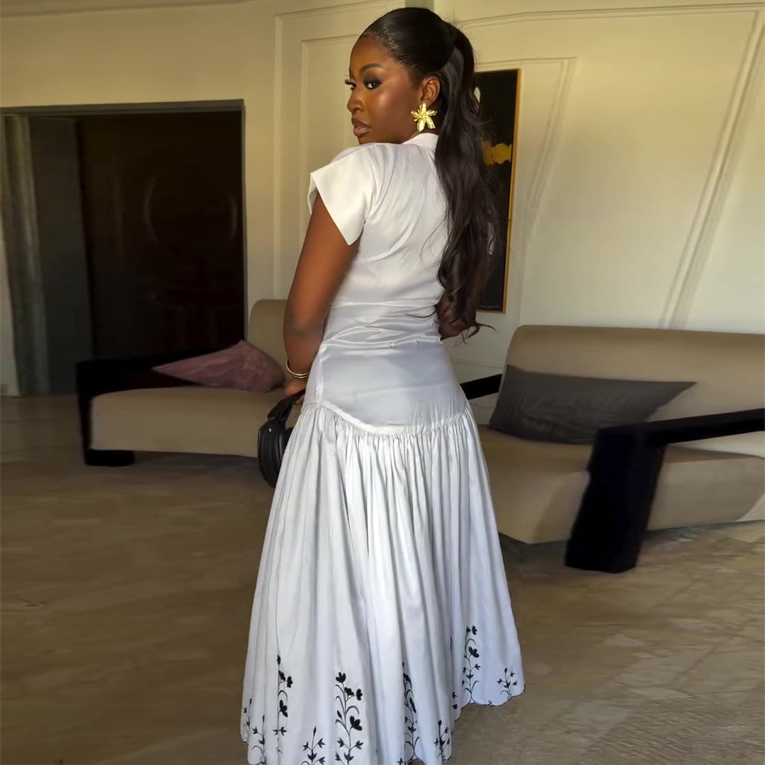 Damen Elegantes und luftiges Maxi-Kleid mit Stickereien EB