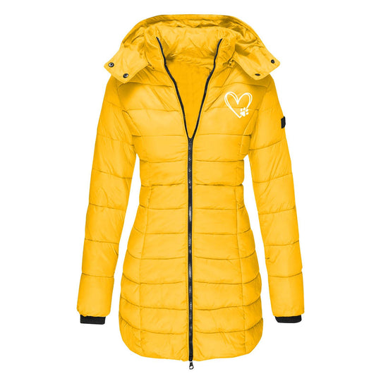 Damen gesteppte Winterjacke mit abnehmbarer Kapuze EB