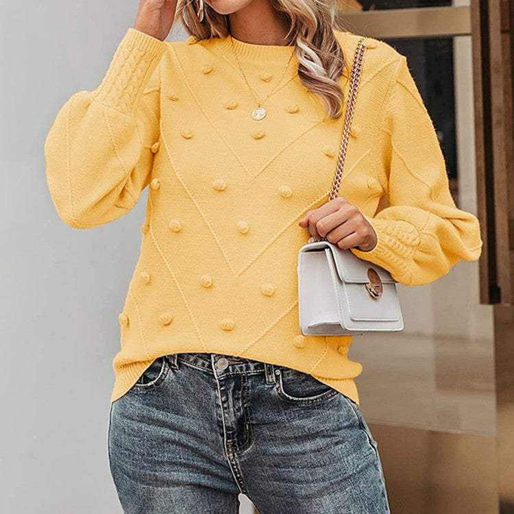 Damen Strickpullover mit 3D-Pünktchen EB