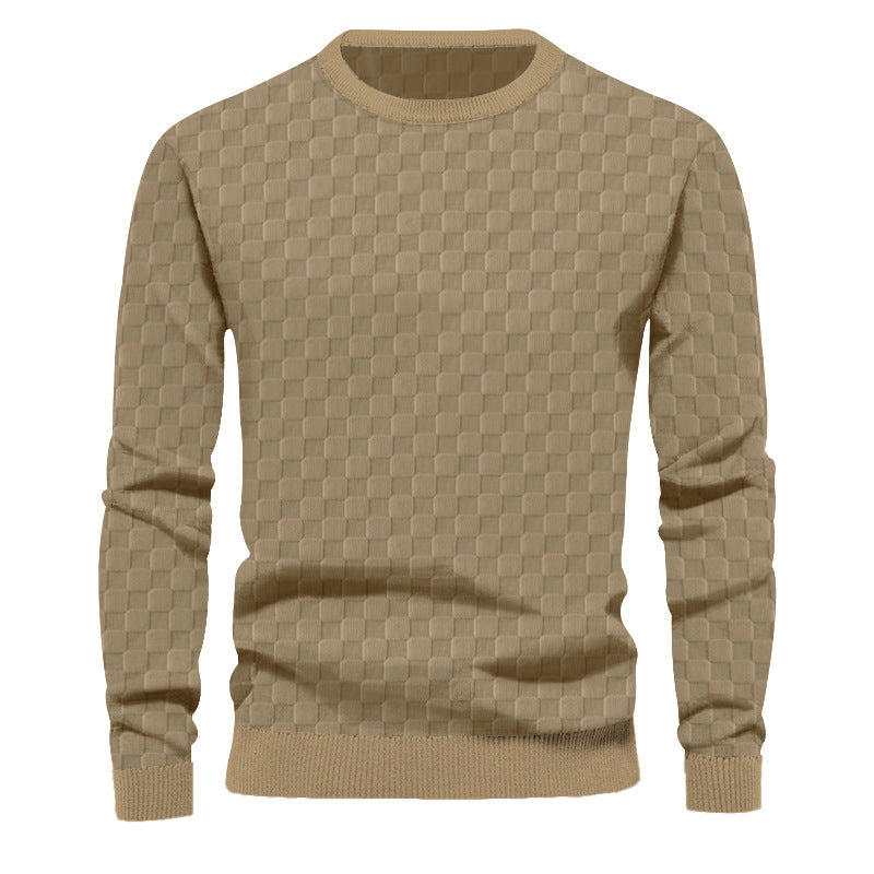 Herren Texturierter Strickpullover mit feiner Karo‑Waffelstruktur & geripptem Saum EB