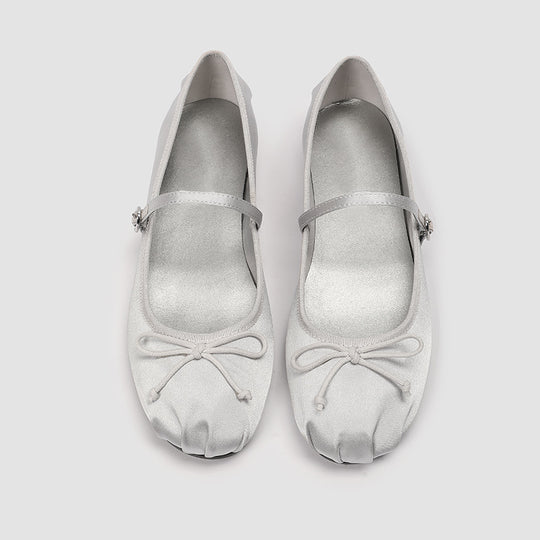 Damen elegante Ballerinas mit dezentem Riemen und feinem Schleifendetail EB