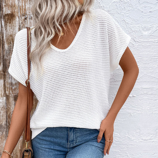 Damen Lockere V-Neck Strickbluse EB