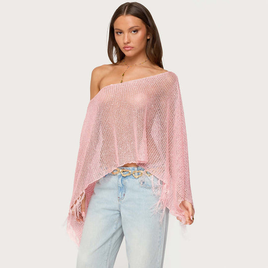 Damen stylischer Poncho mit Fransen EB
