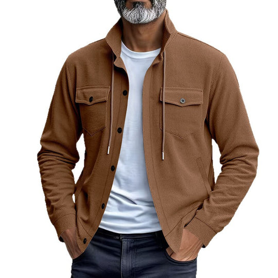 Herren nan Kord-Überhemdjacke mit aufgesetzten Brusttaschen, strukturierter Rippenqualität und durchgehender Knopfleiste EB