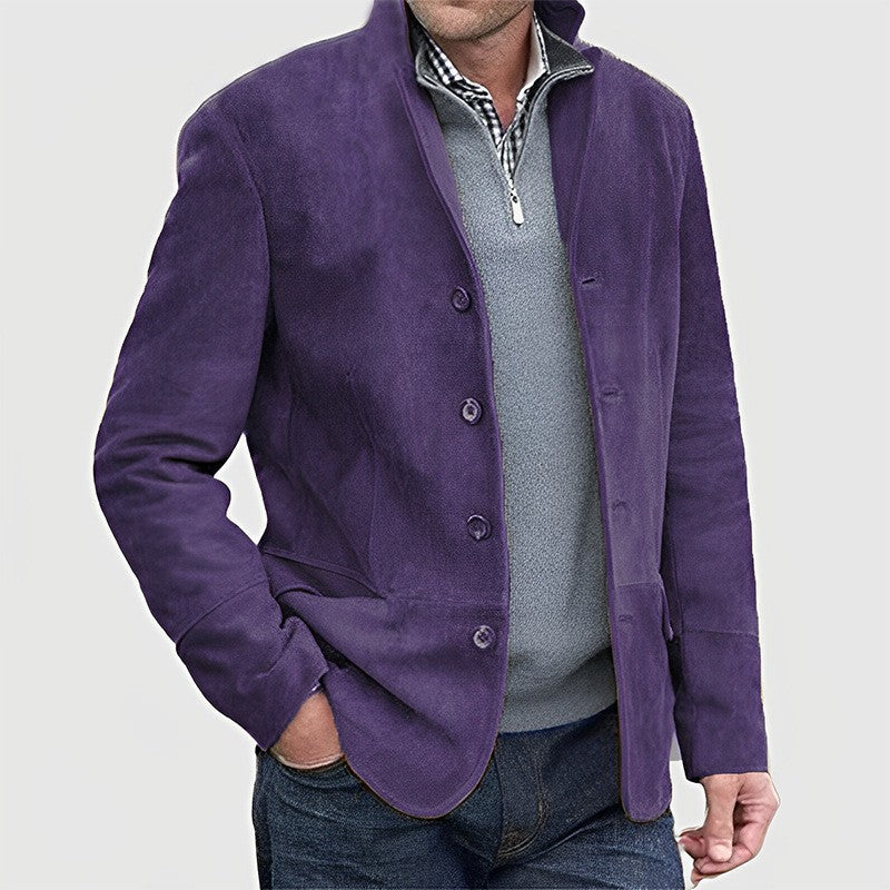 Herren Sakkojacke aus Wildlederoptik mit Stehkragen EB