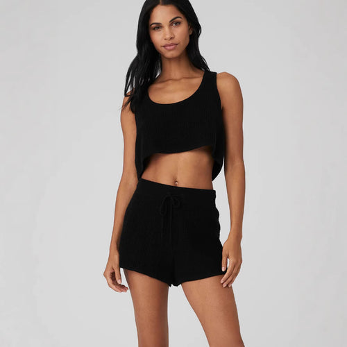 Damen lässiges Crop-Top und Shorts Set aus atmungsaktiver Baumwolle EB