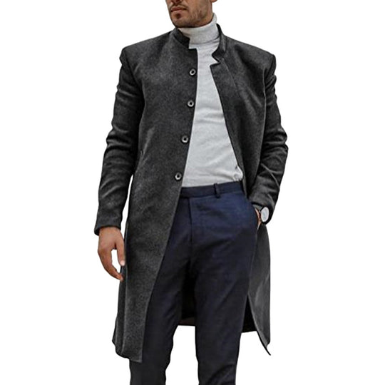 Herren stilvoller, moderner Wollmantel mit durchgehender Knopfreihe EB
