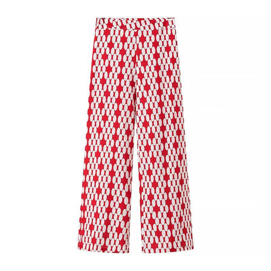 Damen Weite Palazzo-Hose mit modernem geometrischem Muster EB