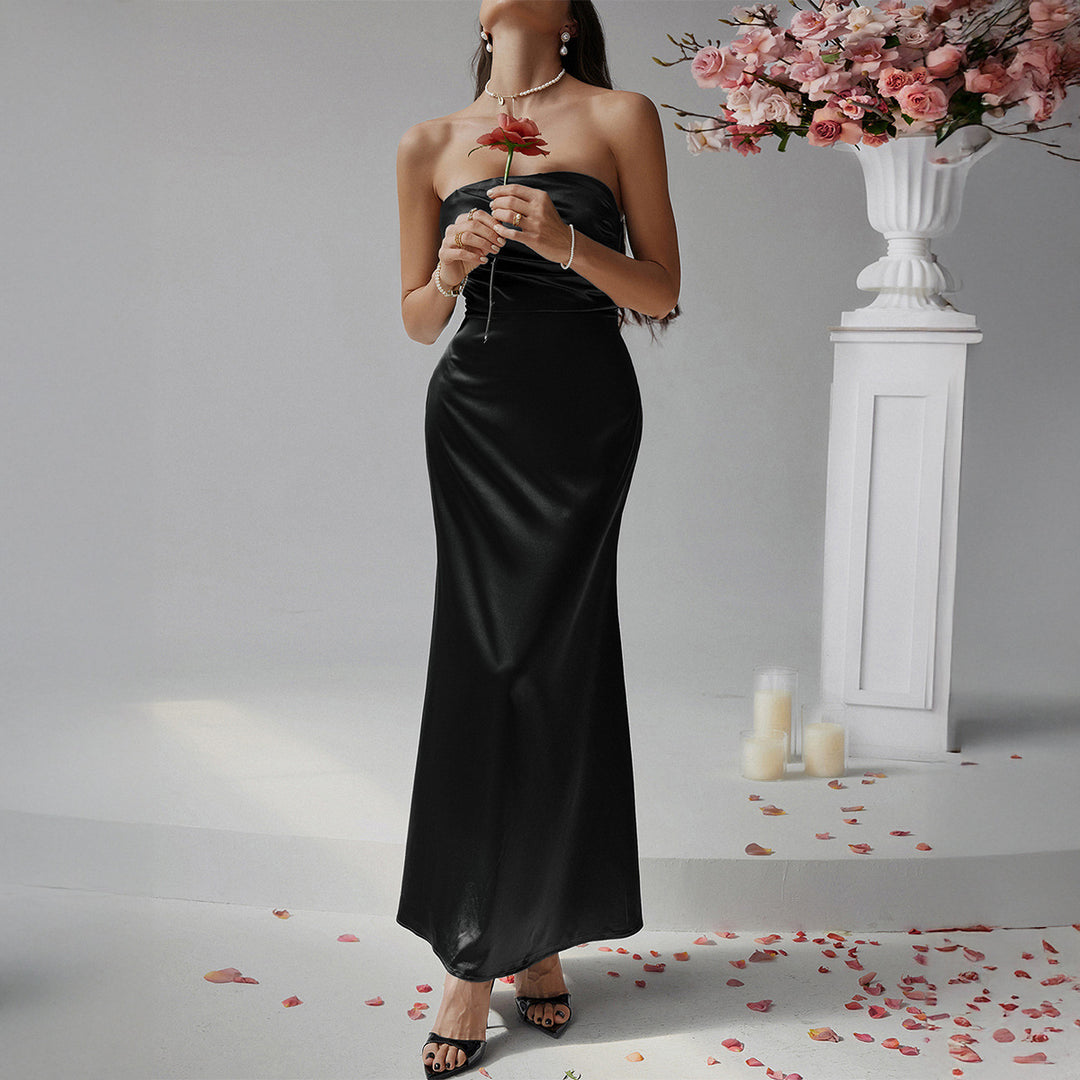 Damen Bustier Maxikleid mit elegantem Schnitt und fließendem Material EB