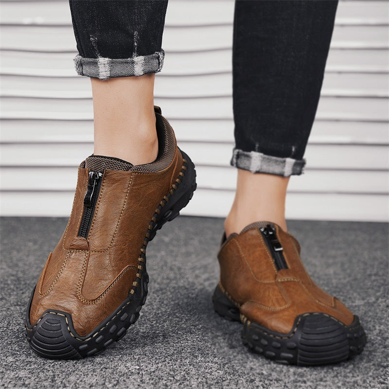 Damen Bequeme Slip-On Freizeitschuhe mit Reißverschluss EB