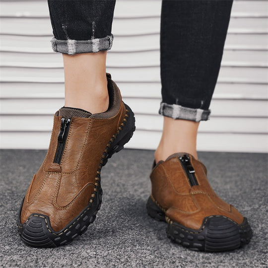 Damen Bequeme Slip-On Freizeitschuhe mit Reißverschluss EB