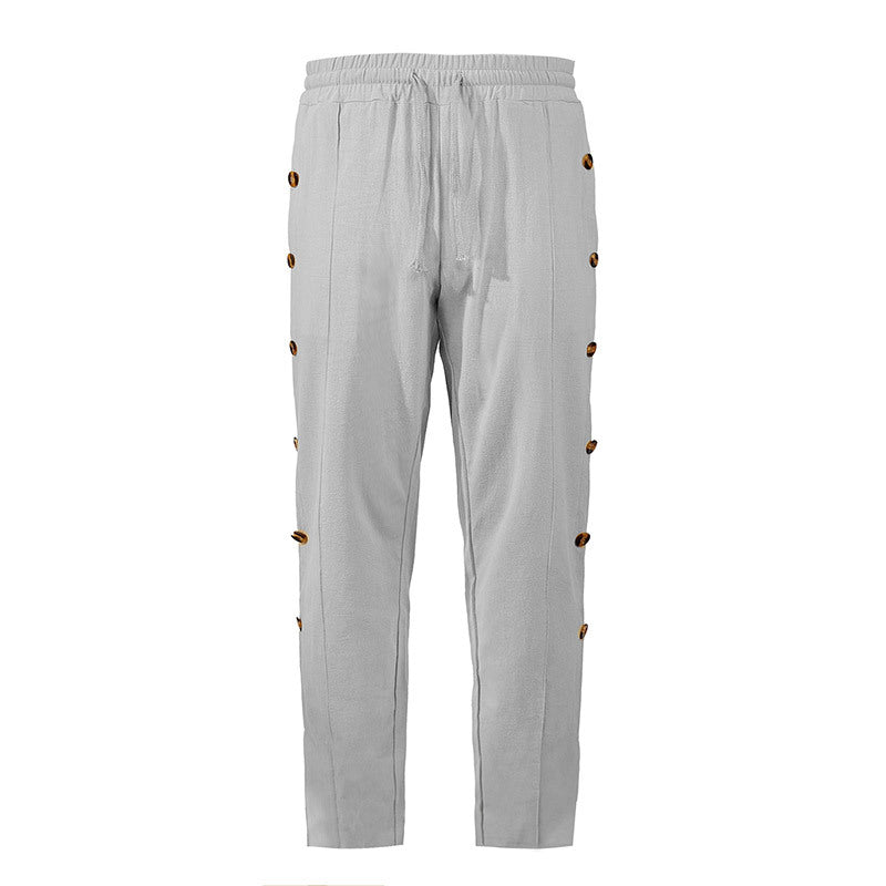 Herren modische Designerhose mit Knopfleiste und verstellbarem Bund EB