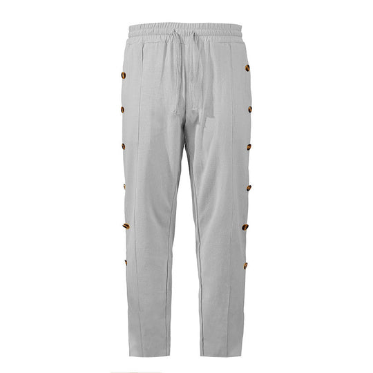 Herren modische Designerhose mit Knopfleiste und verstellbarem Bund EB