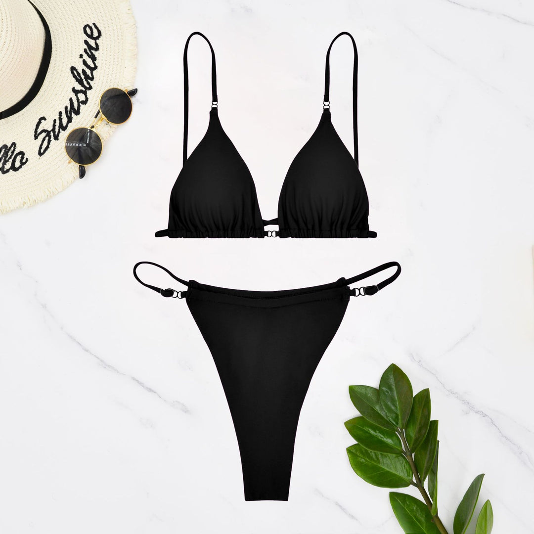 Damen Triangel-Bikini mit feinen Rüschendetails und verstellbaren Trägern EB