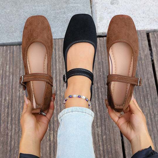 Damen Bequeme Ballerinas mit verstellbarem Riemchen EB