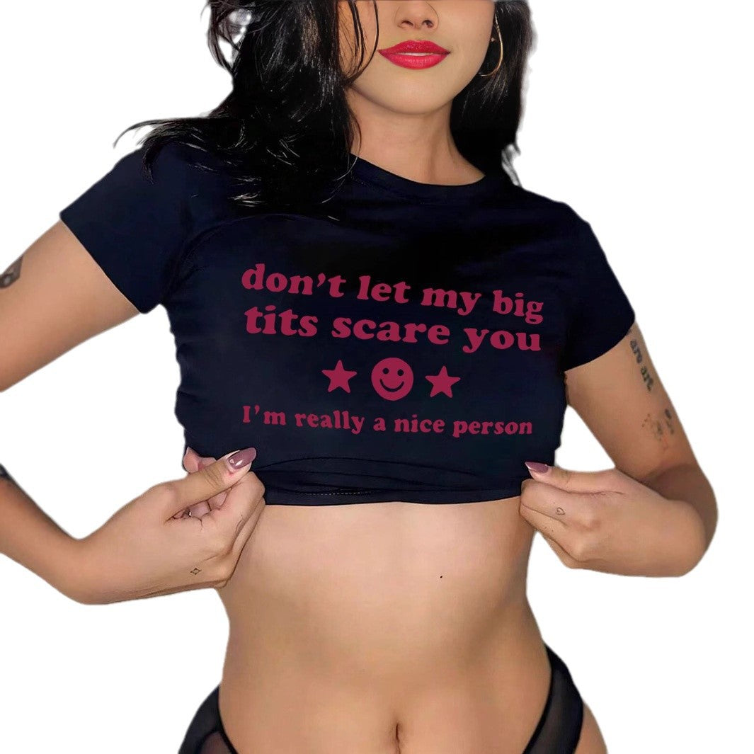 Damen Crop-T-Shirt mit inspirierendem Schriftzug EB