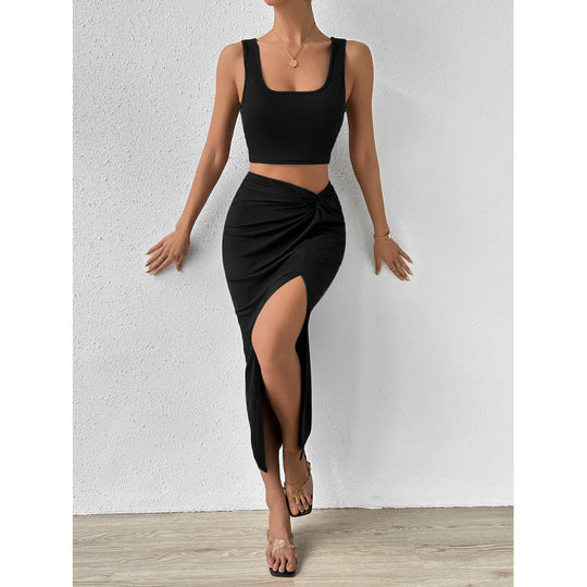 Damen Elegantes Maxi-Kleid mit seitlichem Schlitz und lässigem Wickeldesign EB