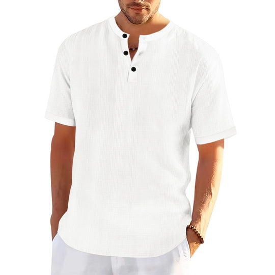 Herren modisches Kurzarmshirt mit Knopfleiste und strukturiertem Muster EB