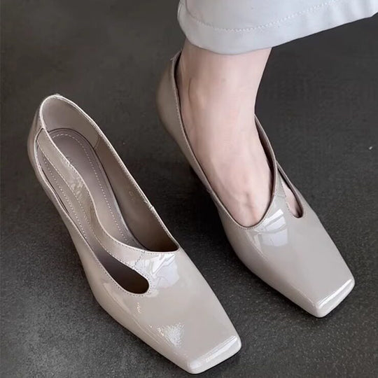 Damen elegante Slingback-Pumps mit glänzender Kappenfront EB